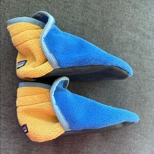 Patagonia Blue and Yellow Fleece Slippers